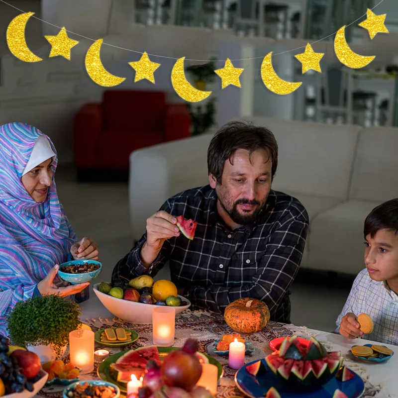 2022  Gold ramadan favors islami banner arab wall decor eid lights ramadan outdoor eid ramadan party decorations set muslim