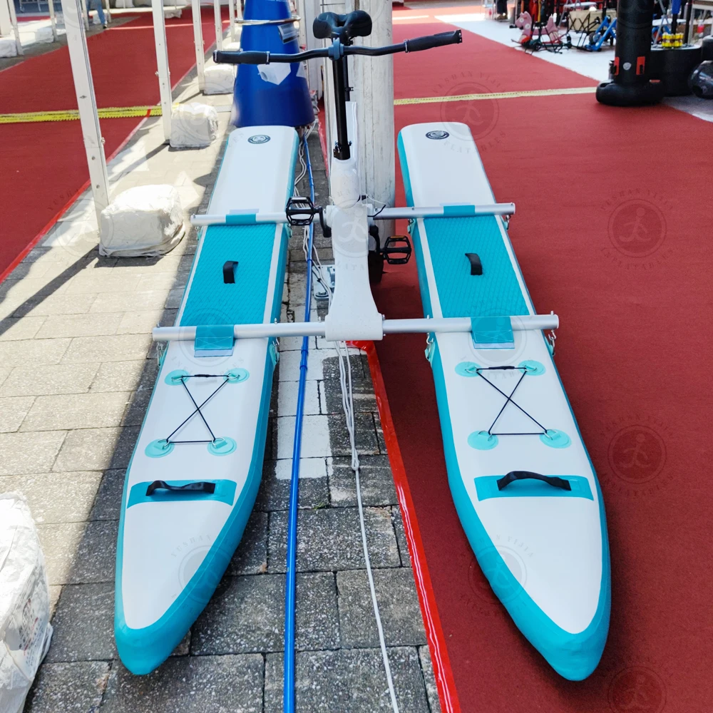 New Design Inflatable Single Water Bike Pedalo Pedal Boat Floating Bicycle For Sale