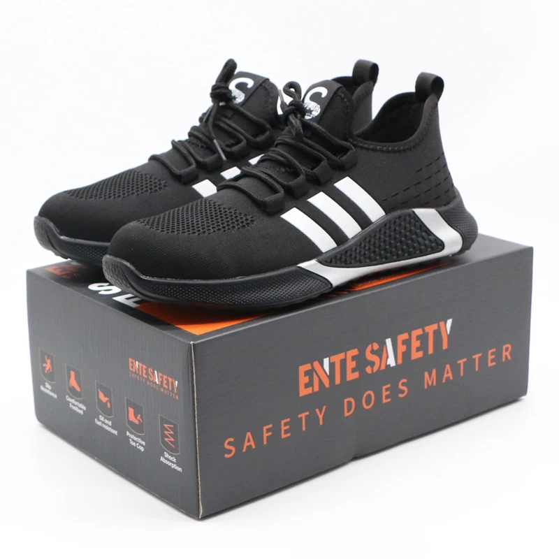 ENTE SAFETY Construction Protective Breathable Work Safety Trainers Plastic Toe Cap American Cat Safety Shoes