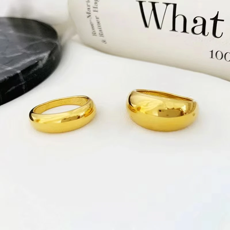 New Fashion Jewelry Blank Simple 18K Gold Plated Stainless Steel Ring for Women Rings Wholesale