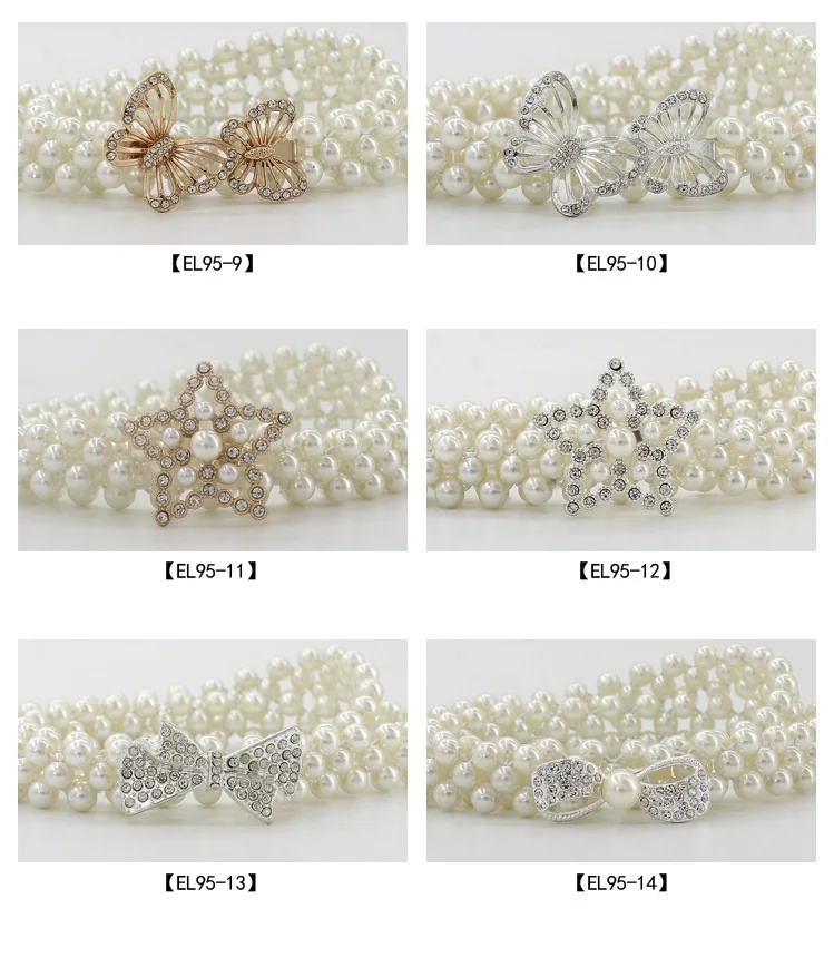 33 Styles Belt Rhinestone Pearl Waist Chain For Women Dresses Alloy Buckle Adorned Elastic Waistband