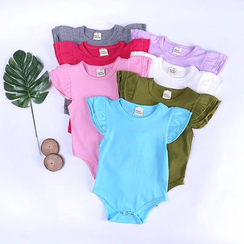 100% Combed Cotton baby infant romper wholesale flutter sleeve suit girls baby rompers Bodysuit