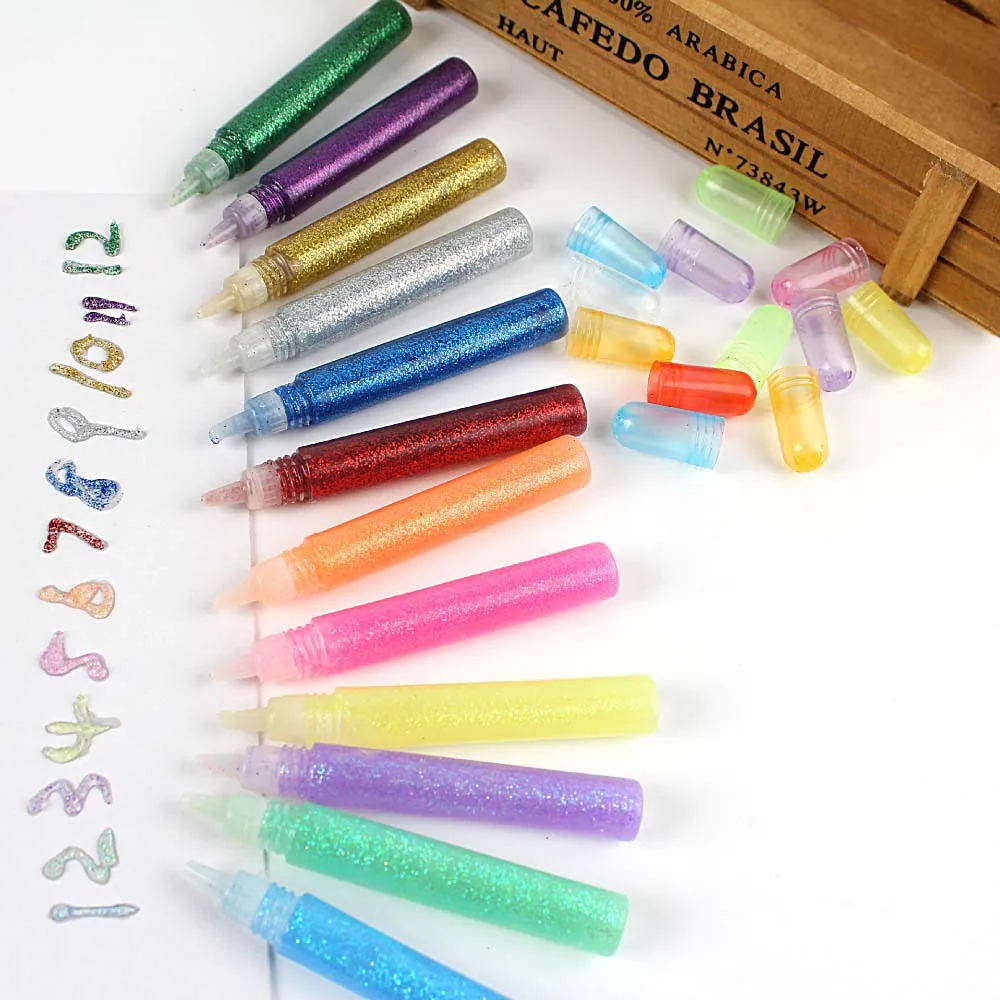 The Best Crafts 24-Pack 10ML glitter glue shaker set non-toxic for Children painting DIY Material school hobby art decorations