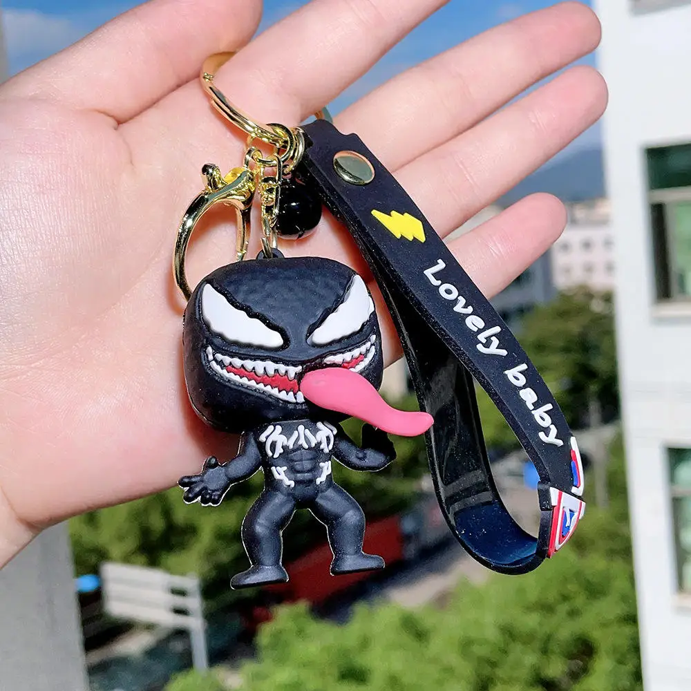 2023 Hot Sale New Marvel Poison Poison Deadly Guardian Venom Keychain Movie Same Personality Pendant Creative 3 Rubber Keychain