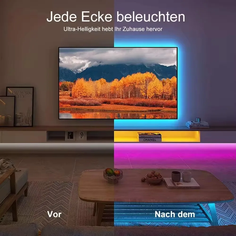 Led Strip Lights Smd 5050 Snake Lucse Flexible Waterproof Led Strip Lights 5 Meter Smart Rgb Rgbic Colorful Luces