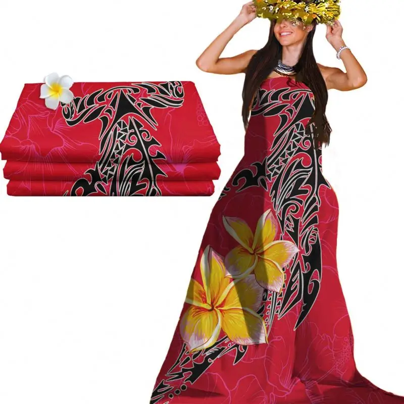 Mornkid   Polynesian Fabric Dresses Use Custom Pattern Digital Printing Thermal Transfer Use 100% Polyester Fabric custom