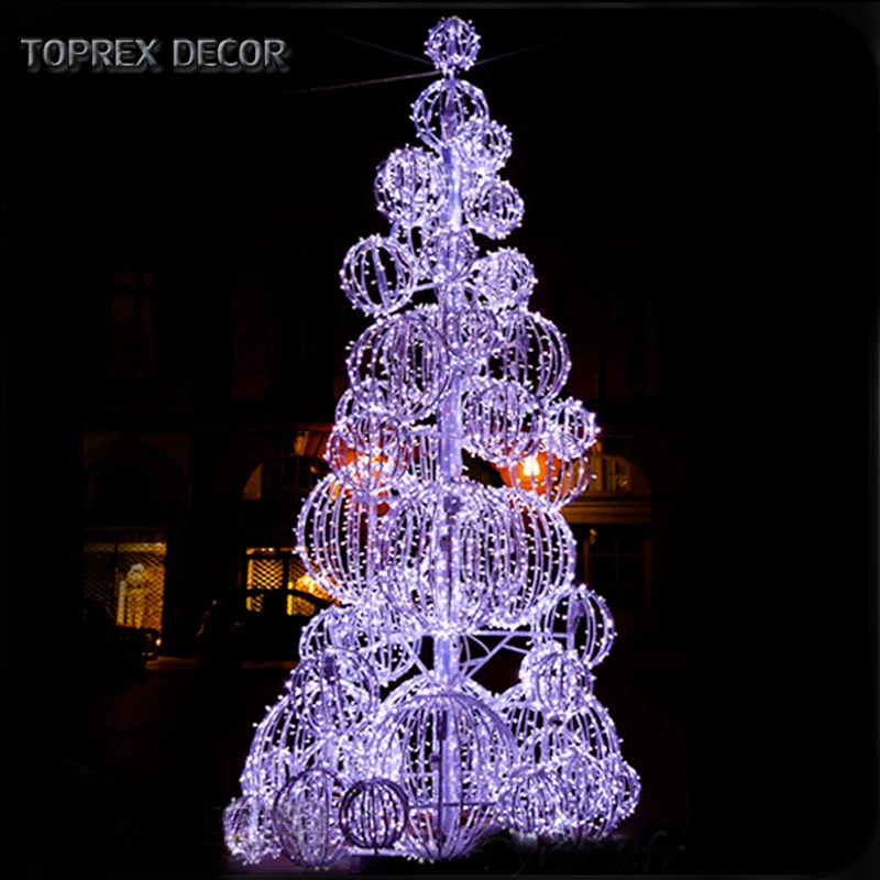 outdoor 10m iron frame wire led lighted party christmas ball bauble tree with fairy string light