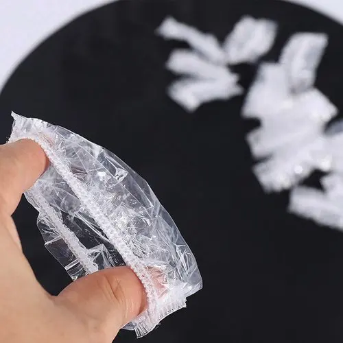 Disposable Earmuff Cover Waterproof Striped Plastic Shower Hat Ear Protection Pe Hair Dye And Oil 100pcs
