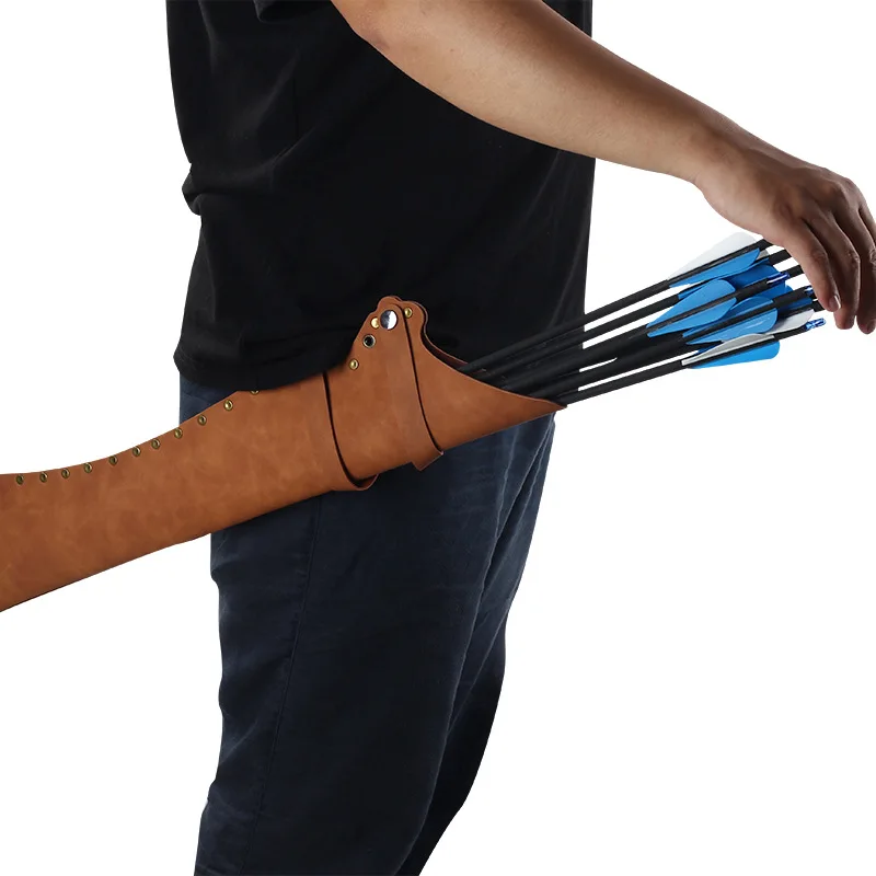 Archery Arrow Quiver Traditional Arrow Holder Portable Recurve Bow Waist-Hanging Arrows Bag Outdoor Shooting Hunting Practice