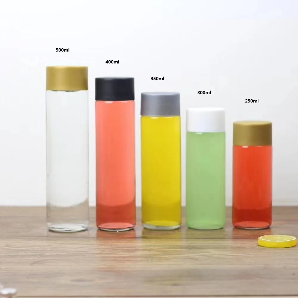 250ml 300ml 350ml 400ml 500ml 750ml Custom Logo Clear Glass Voss Water Bottle with Plastic Screw Cap For Juice