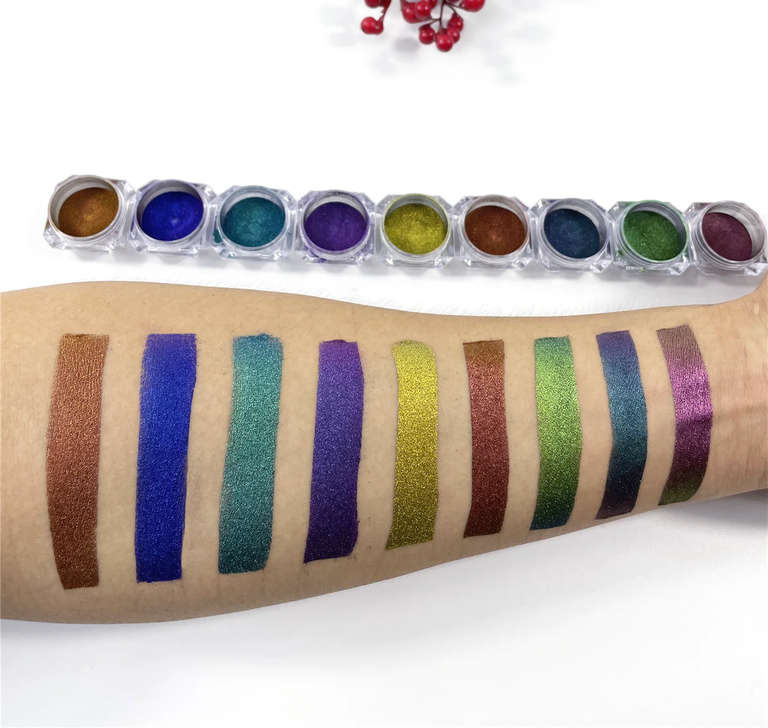 Private Label Cosmetic Grade Chrome Chameleon Eyeshadow Pigment Loose Duochrome Eye Makeup Powder Versatile Skin Featuring Metal