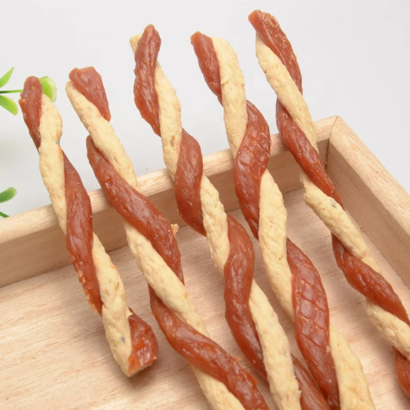Wholesale Dog Treats Supplier High Quality Healthy Dry Dog Food OEM/ODM Beef Polock Twist Stick Pet Snacks