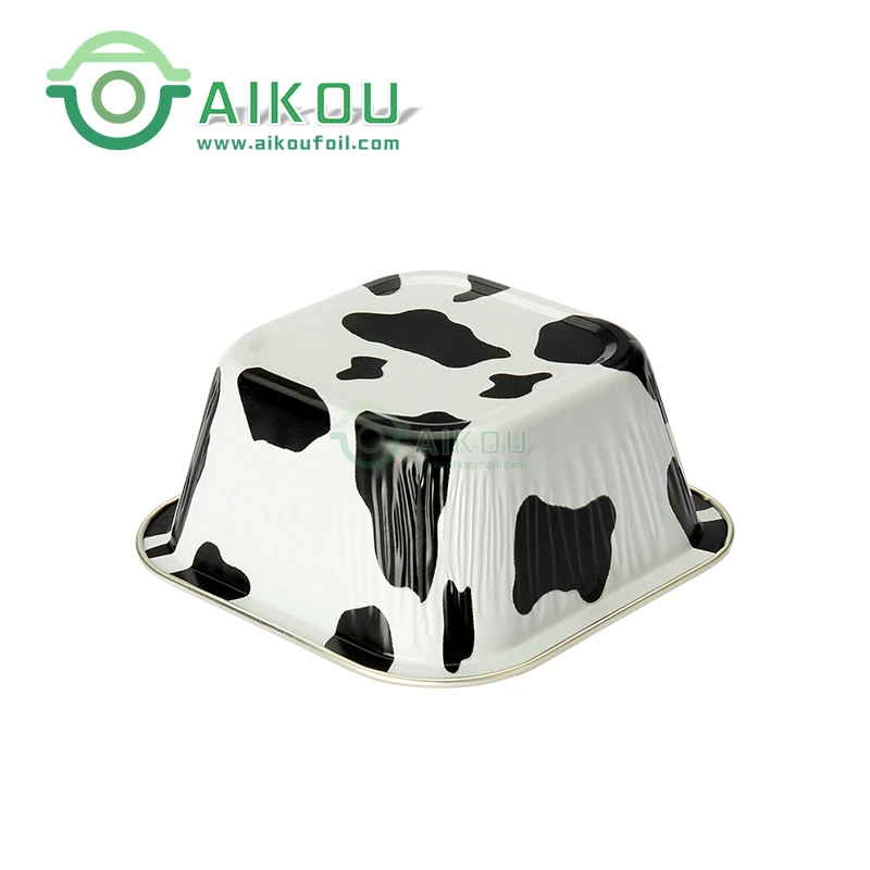 Square foil cup with lid Baking disposable oven cup with lid aluminum cake cup