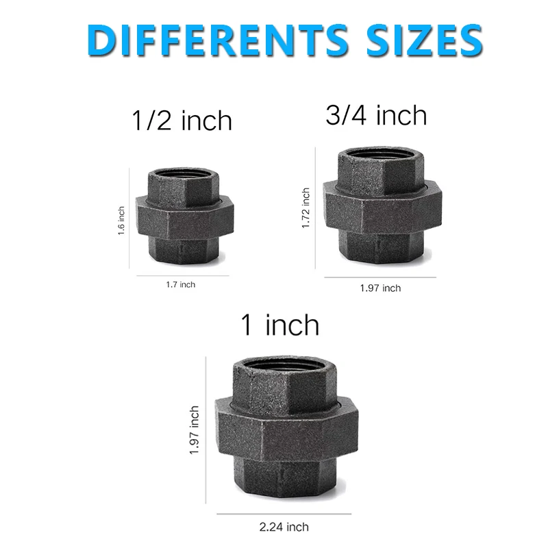 Factory direct sales Malleable Iron Pipe Fittings BSP black 340  Union Taper Seat For Oil Gas Water Industrial