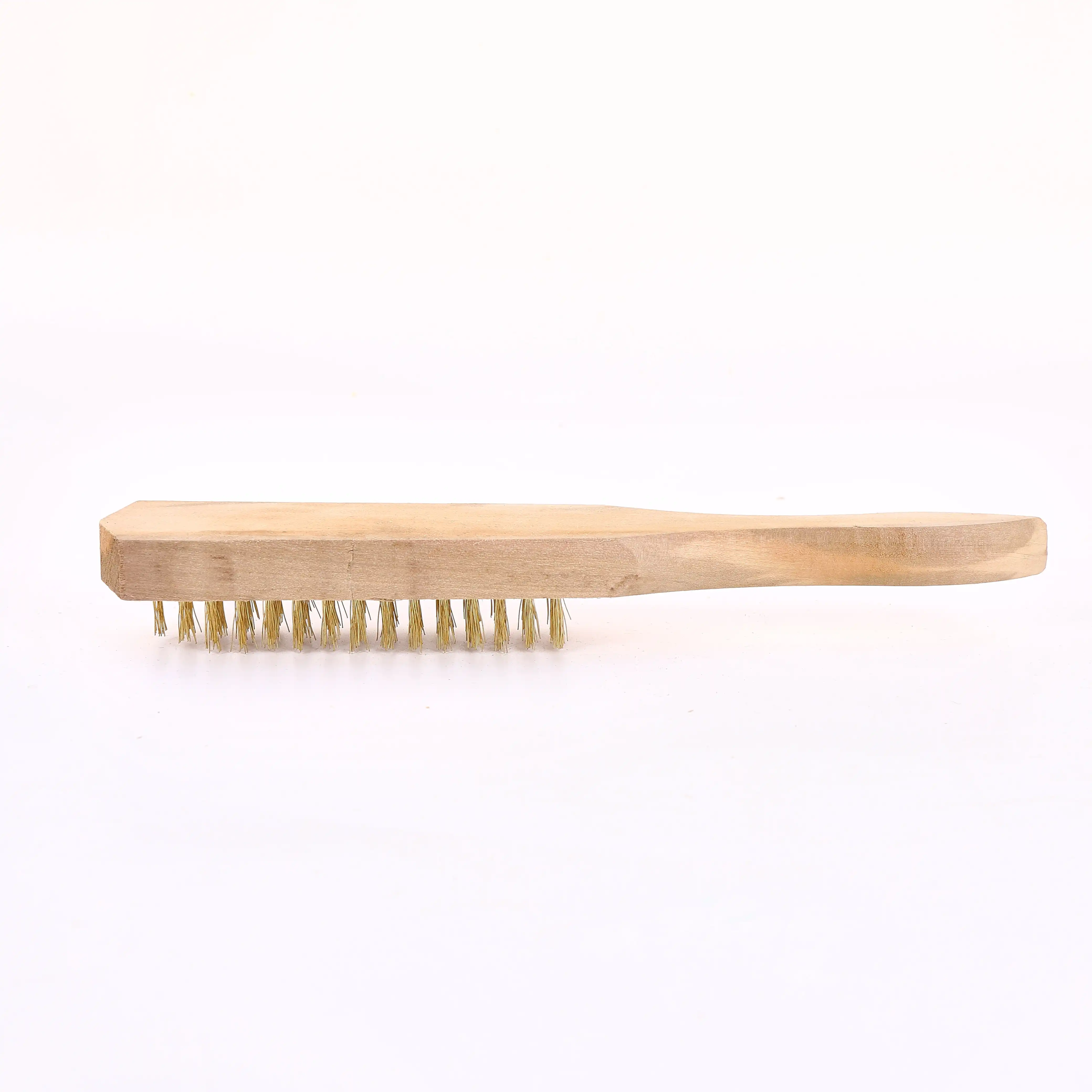 Welding Industrial Wooden Handle Brass Steel Twist Wire Brush Scrub with High Quality