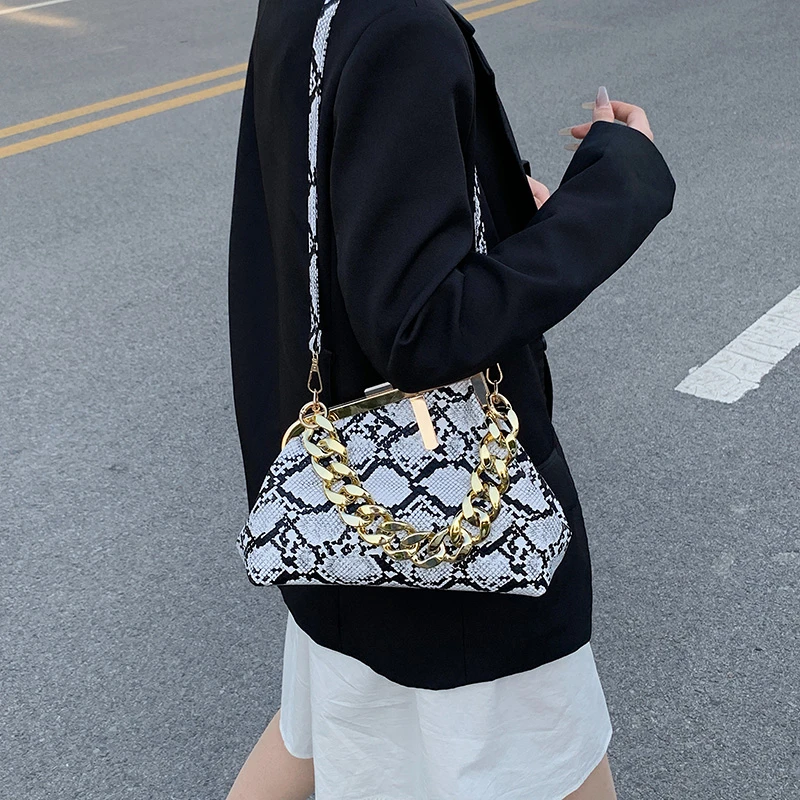 HEC New Arrival Trending Snake Skin Purses and Handbags Ladies Leather Luxury Shoulder Bag for Women