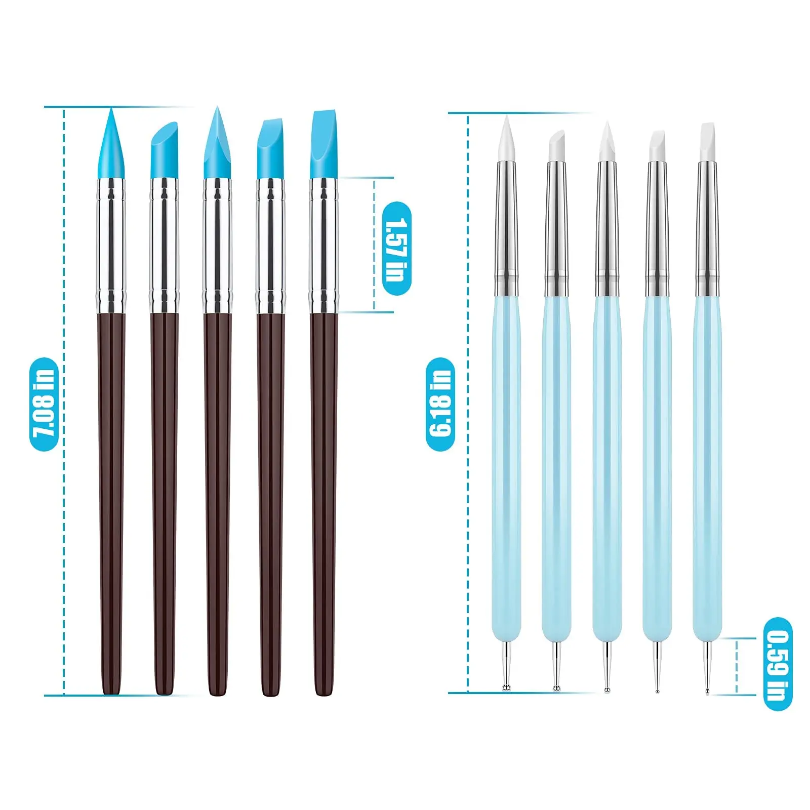 10 pcs Silicone clay tool set table diy Pottery wheel machine ceramic Sculpture trimming wood handle metal kit Pottery tool