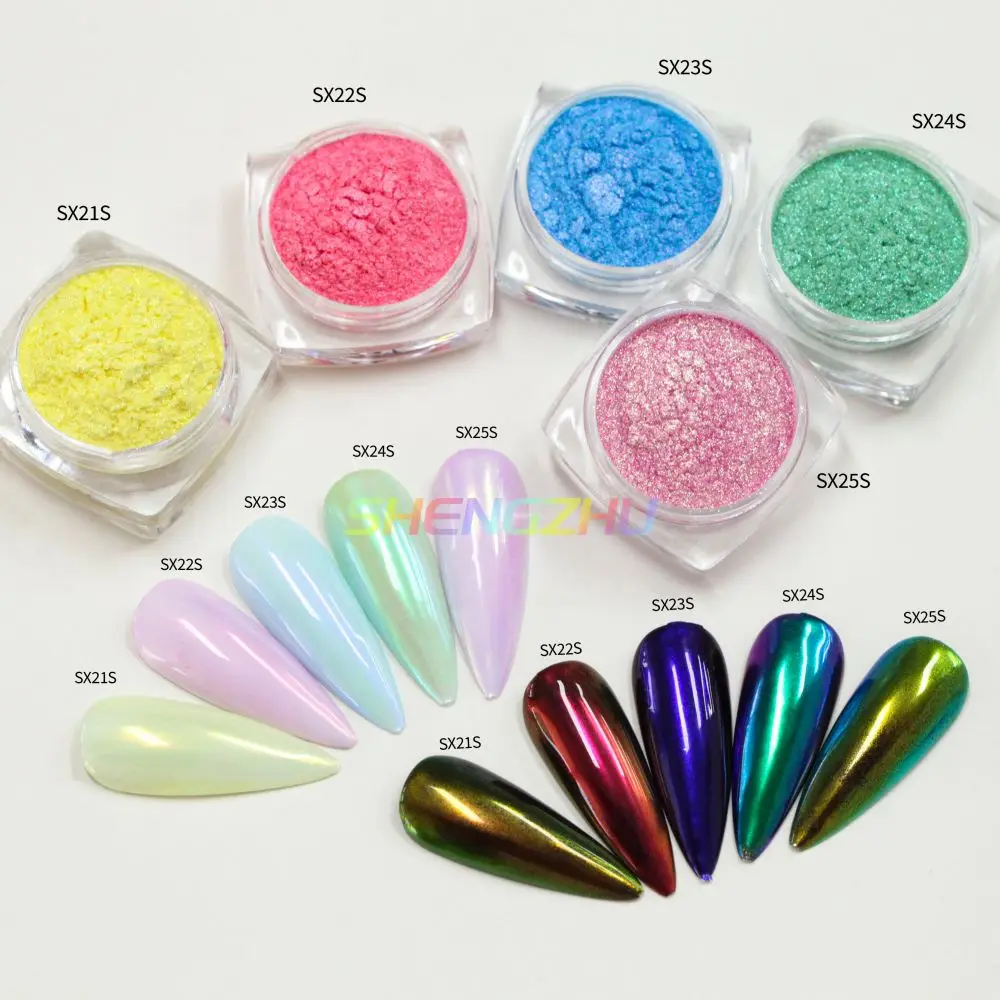 hot sale SX series candy aurora powder for chrome nail effect for nail rubbing nail gel polish