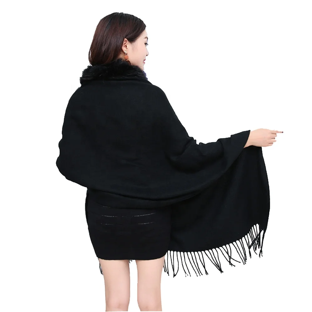 
Fashion Women Autumn Winter Thick Shawl Faux Fur Cashmere Pashmina Scarves Solid Wedding Shawls 