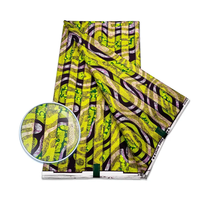 African 100% Cotton Knit Fabric Sand Wax Batik Cloth Printing Cotton Super Golden Cloth Dutch Grand Wax Fabric