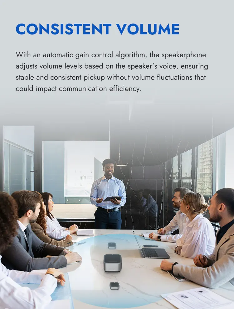 Rocware Zoom certified 10 meter voice pickup usb wired conference speakerphone with 6 mics for audio video conference system