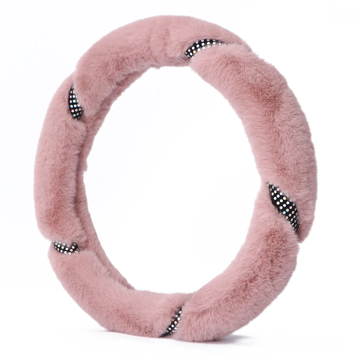 Protector rosa peludo lindo del volante del coche de la felpa del invierno Universal vendedor caliente