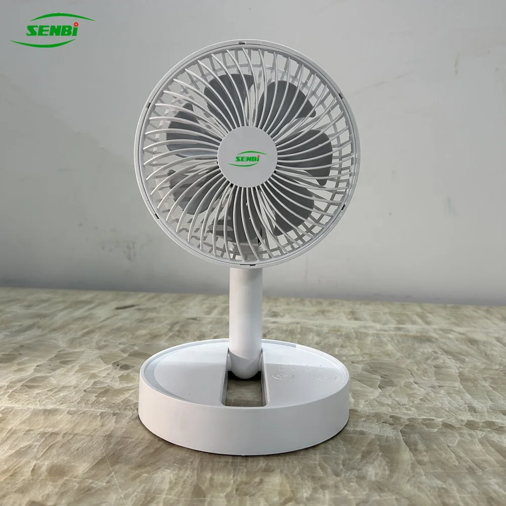 mini type portable all white color USB fan DC5V 6' 8' rechargeable foldable table fan
