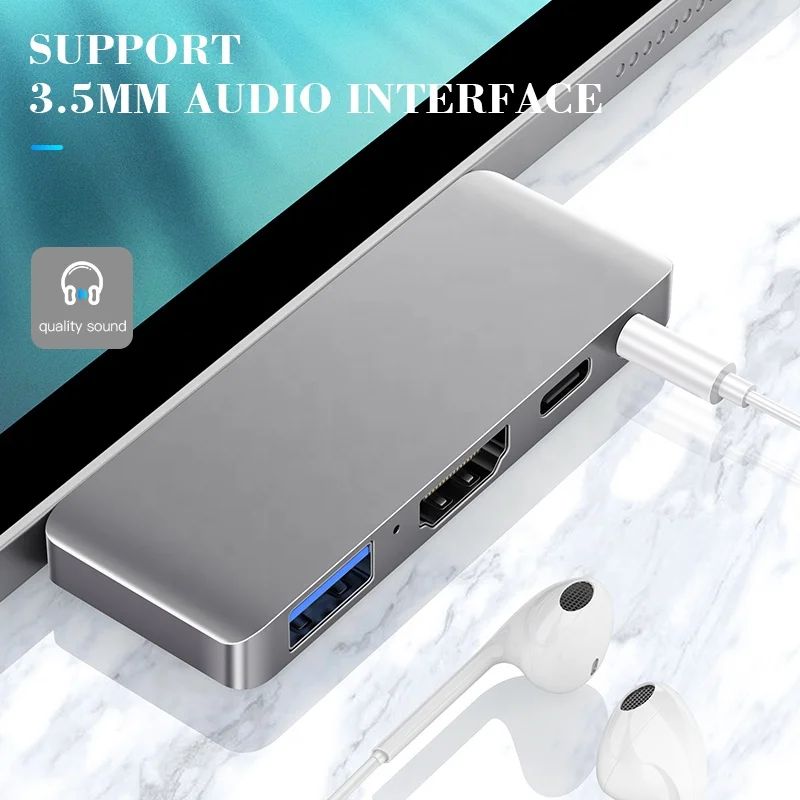 
Beeste quality type-c PD port 3.5mm audio docking Station 4 port usb c hub 3.0 usb hub adapter 