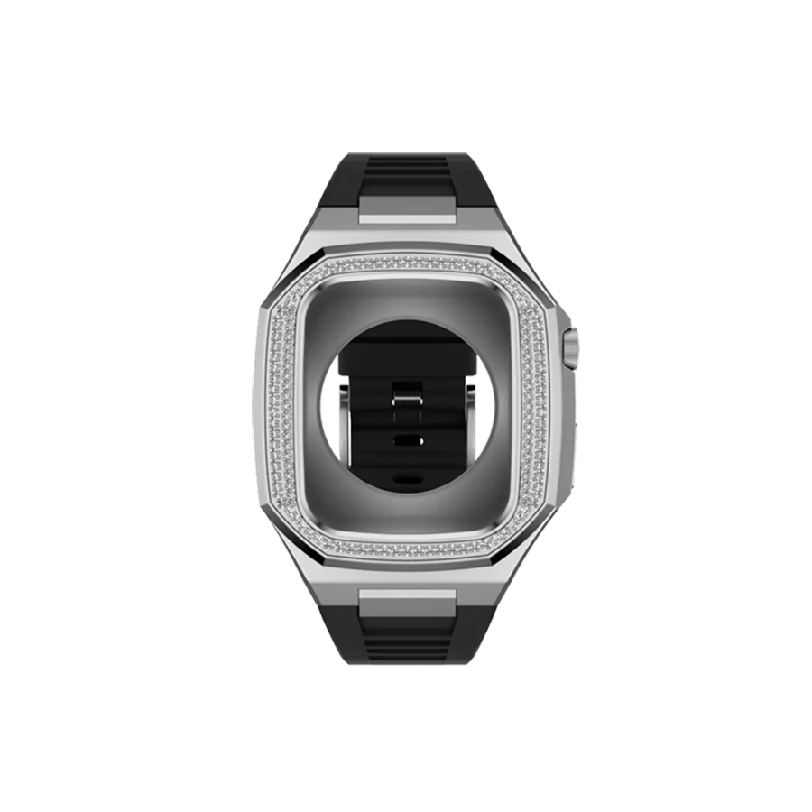 Luxury Modification Kit 41mm 44mm 45mm Stainless Steel Watch Case With Strap With 3A Zircon For Apple Watch 4 5 6 7 8 Se