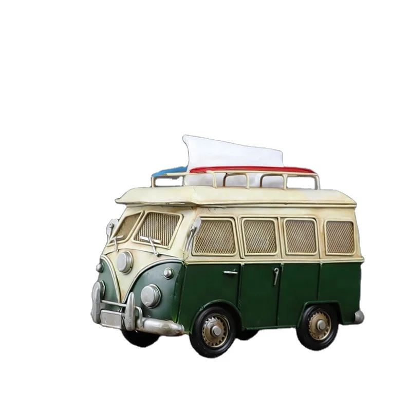 
Vintage Home Decor Bus Model Dispenser Metal Tissue Box Holder Antique Metal Craft For Home Bar Living Room Decoration 