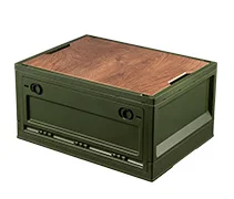 Outdoor folding storage box camping collapsible storage containers multifunctional foldable storage box with wooden lid