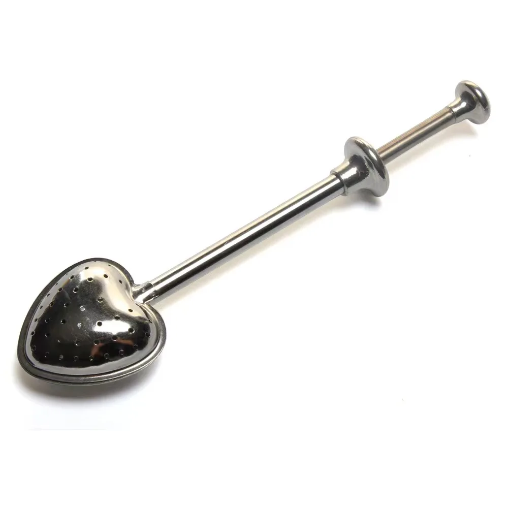 Push Type Heart Shape Stainless Steel Tea Infuser Tea Leaf Strainer Infuser Loose Leaf Tea BallHeart-Shaped Stainless Steel