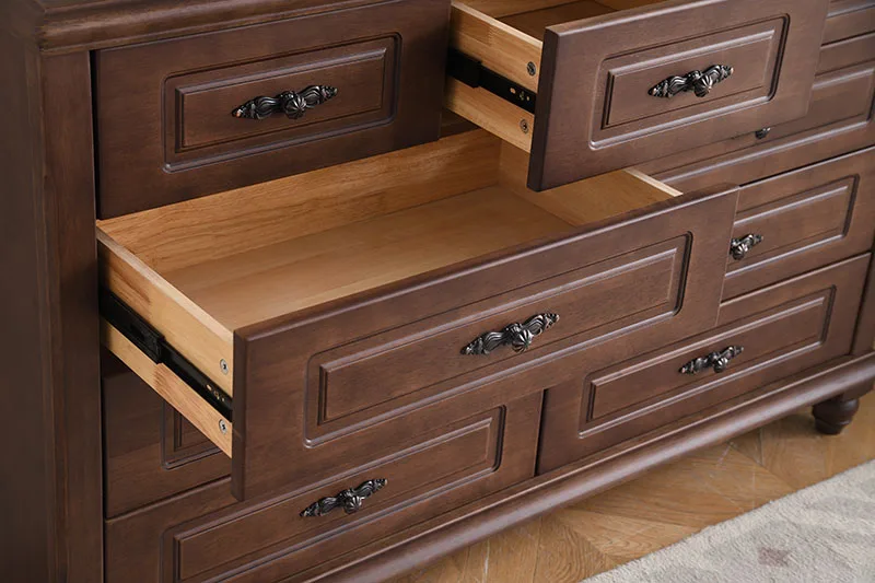 Luxury high quality walnut mahogany oak ash rubber teak solid wood bedroom furniture 5 drawers 7 drawers 9 drawers chests