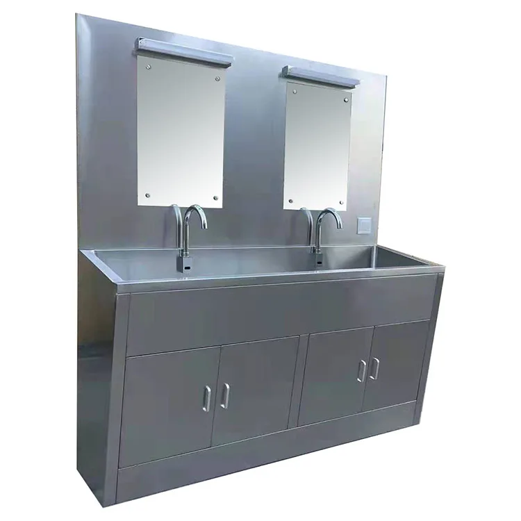 YFQ-W32 Medical S.S Scrub Sink with Mirror and Storage for Hospital