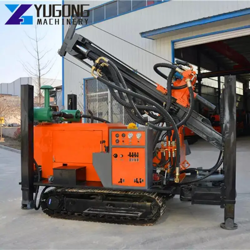 400m crawler mounted diesel engine driven borehole DTH pneumatic water drilling rig