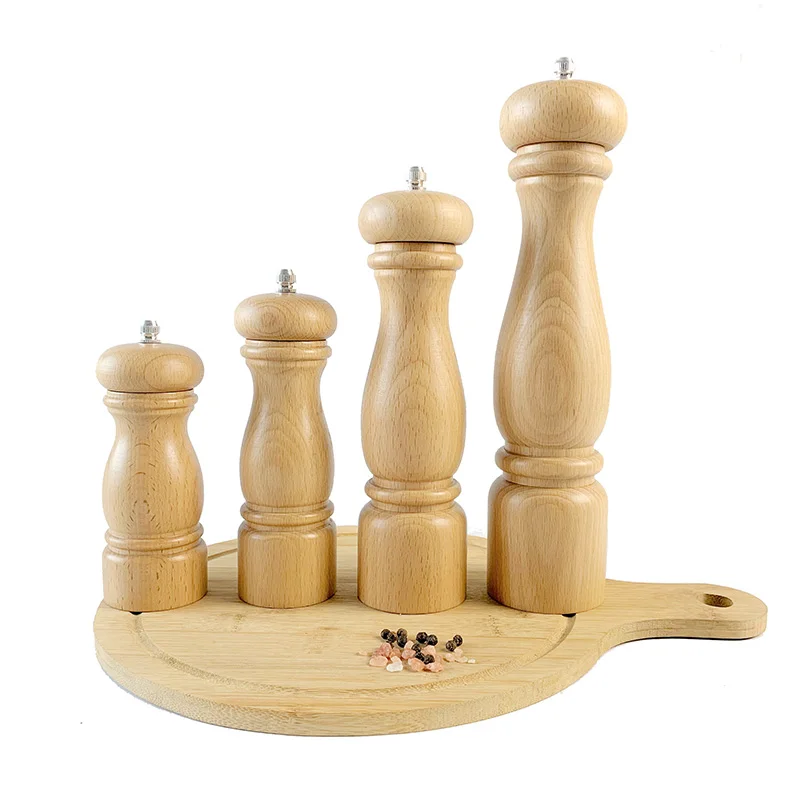 10 inch Rubber Wood Salt and Pepper Grinder Set Premium Wooden Spice Mill