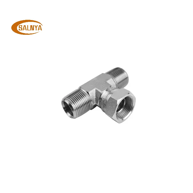 A2T factory hydraulic carbon steel zinc plated bspp swivel Run Tee Hydraulic Fittings and Adapter