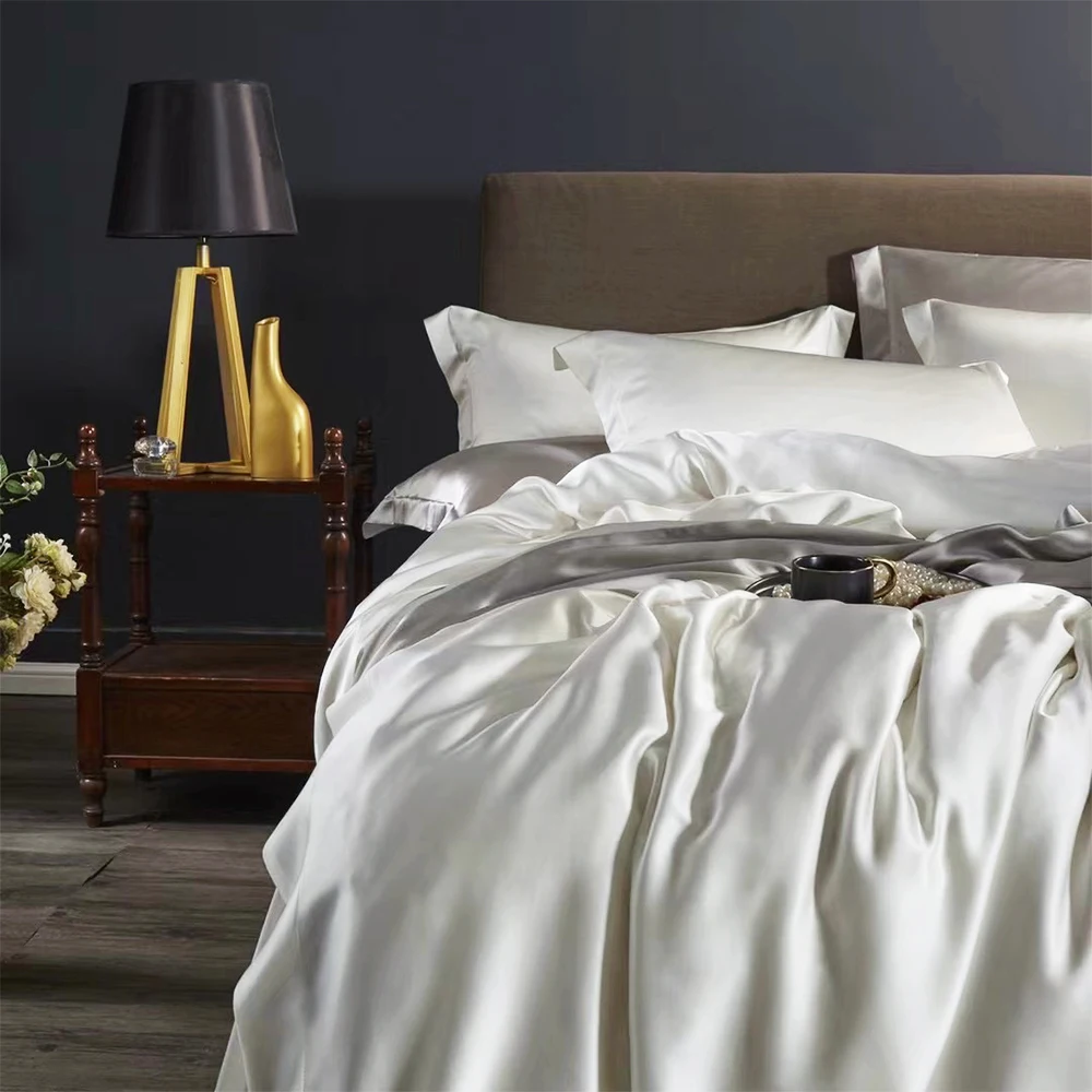 Luxury 100% Silk Bedding Pure Mulberry Silk Duvet Cover Set, Silk Sheets, Oeko-Tex Qualified