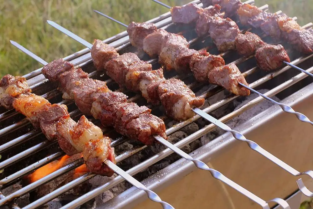 6 PCS Stainless Steel Flat Shish Kebab BBQ Skewers