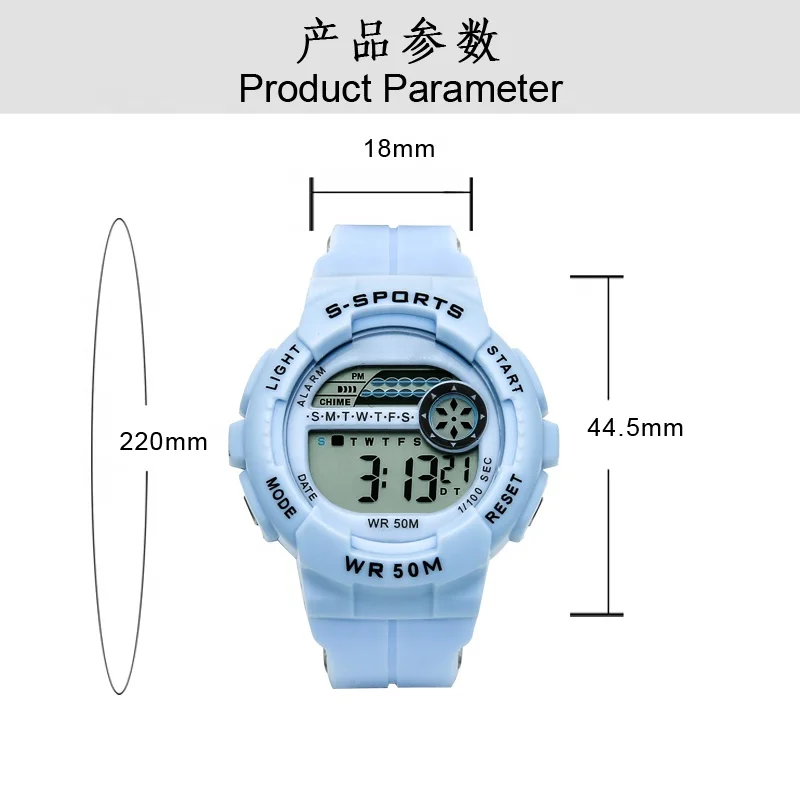 
OEM cheap custom sport Water proof lady student digital wrist waterproof 5ATM watches 