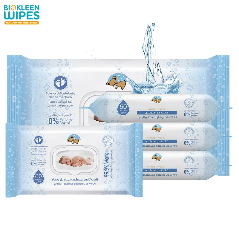 Biokleen Germicidal Disposable OEM Aloe Clean Microfiber Cleaning Baby Oral Butt Wet Wipe Wipes 99% Water For Baby