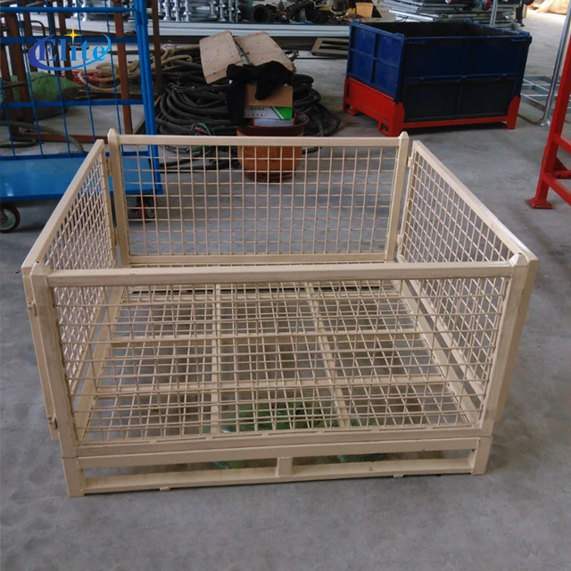 collapsible pallet steel crate wire mesh box