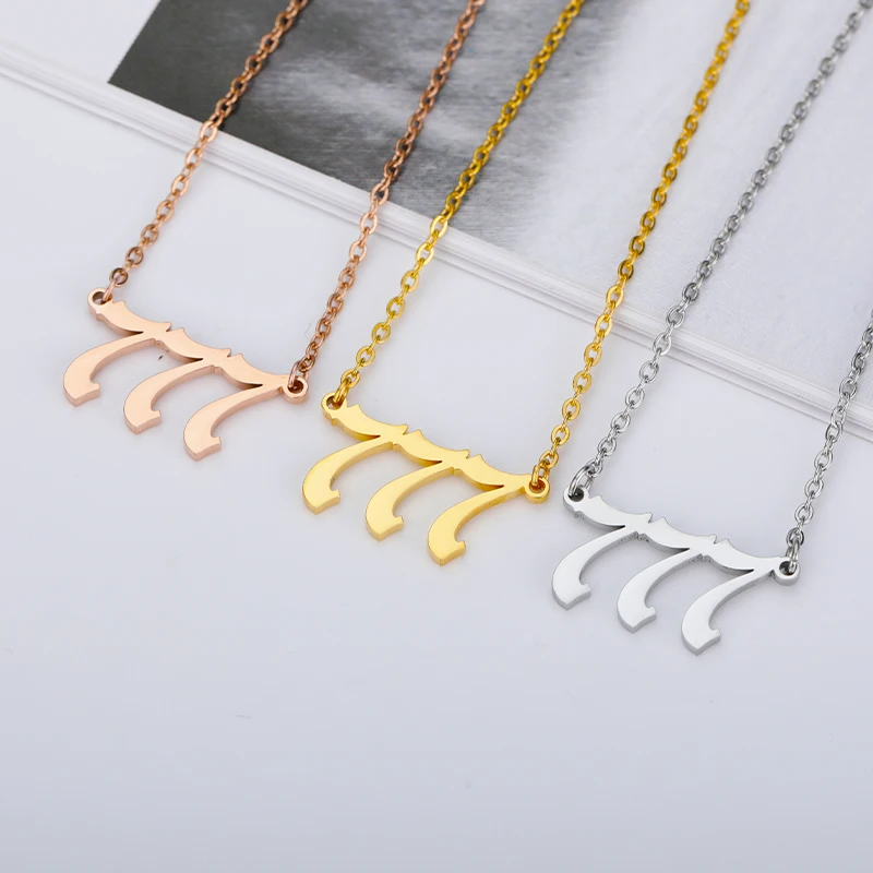 Manufacturer custom number jewellery high quality Stainless Steel Number Necklace For Women Men 14k 18k gold Color chain jewelry