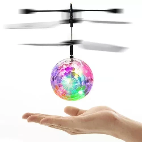 2023 Hot Selling HOSHI Kids Toys Induction Magic Music Flying Ball Colorfu RC Aircraft Glittering Crystal Ball Toys For Gifts