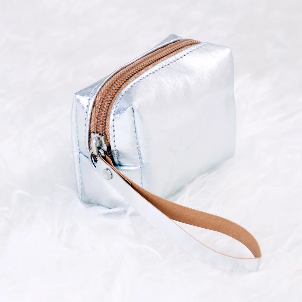 Лидер продаж, специальный переработанный моющийся мини-кошелек из крафт-бумаги на молнии, подарочный пакет