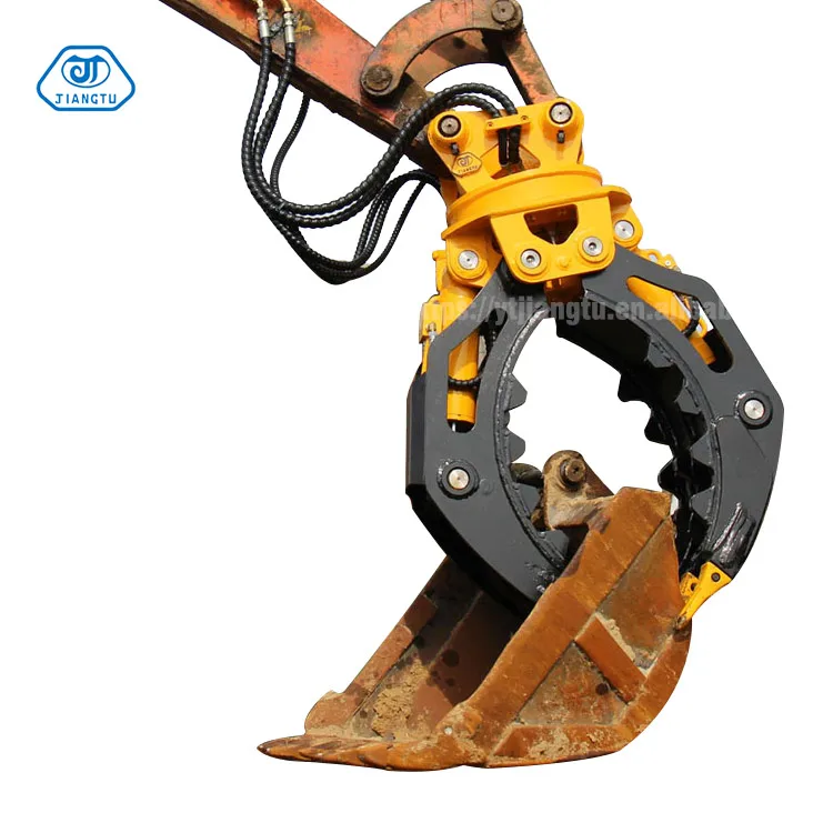 Excavator rock grapple, stone grab, clamp bucket