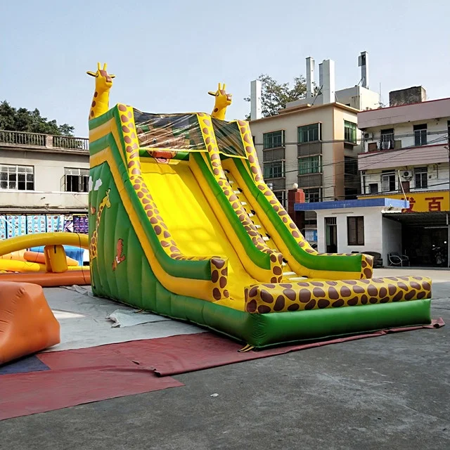 New style bounce house giraffe themed commercial inflatable slide for kids,outdoor bouncy castle slide for sale