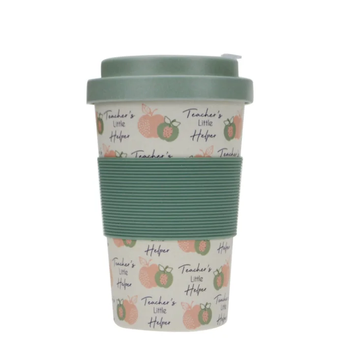 100% natural biodegradable custom eco friendly keep takeaway  bamboo fiber reusable coffee cup to go with bamboo lid