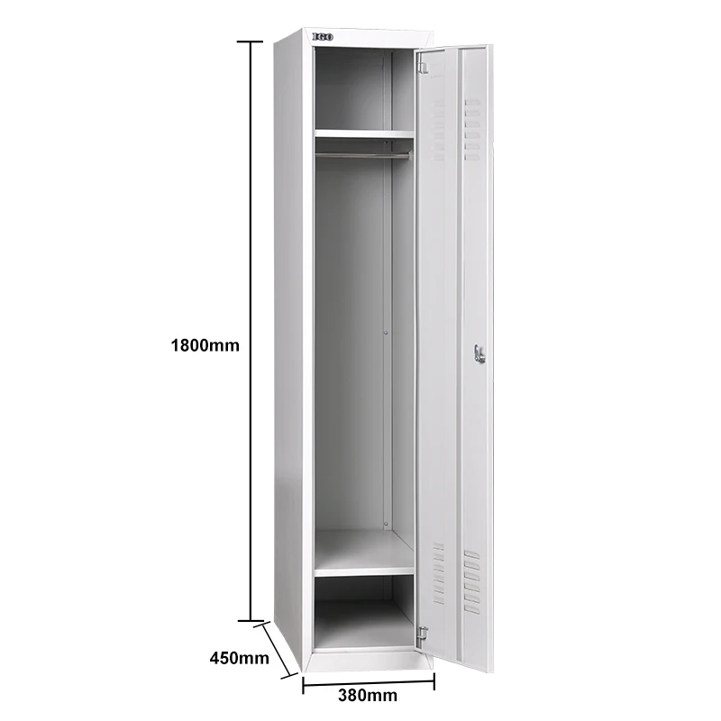 Cheap One Door Single Metal Locker with hanging rod