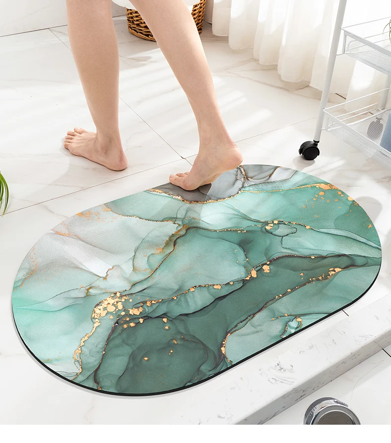 Custom Non Slip Water Absorbent Rugs Diatom Mud Bathroom Floor Mat Anti Slip Diatomite Bath Mat